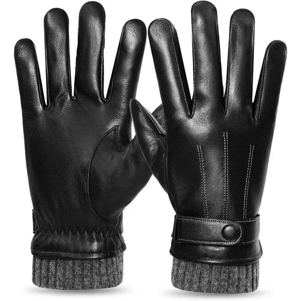 Men Touchscreen Genuine Warm Fleece Lined Texting Driving Gloves